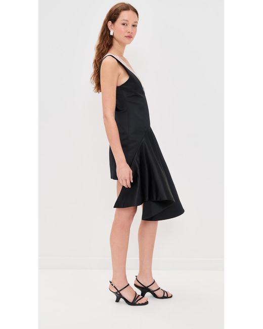 J.W. Anderson Black Draped Hem V Neck Dress