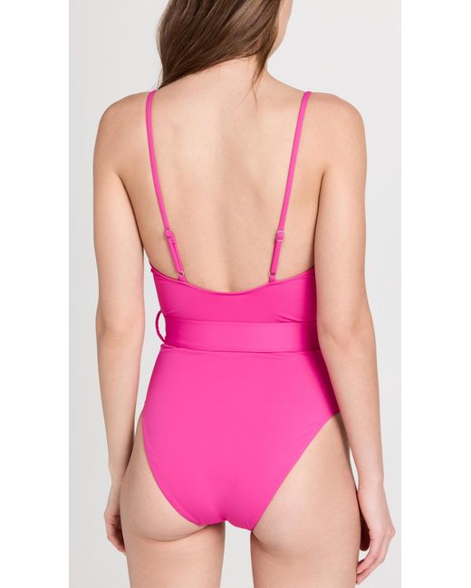 Jonathan Simkhai Noa Solid Swimwear Belted Swimsuit in Pink