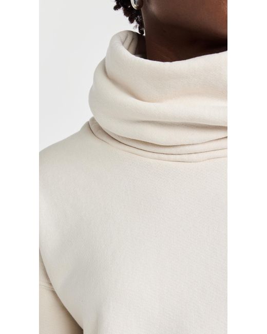 Les Tien White Corey Crop Cowl Neck Sweatshirt