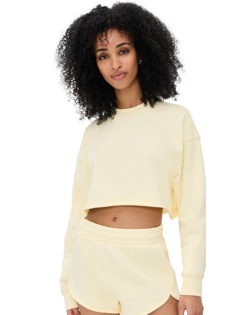 GOOD AMERICAN Black Terry Cropped Crewneck Sweater