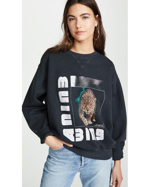 Anine Bing Wild Cat Graphic Sweatshirt in Black Lyst Canada