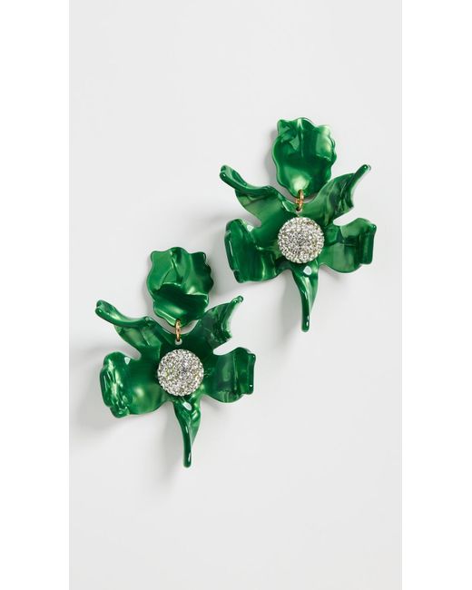 Lele Sadoughi Green Crystal Lily Earrings