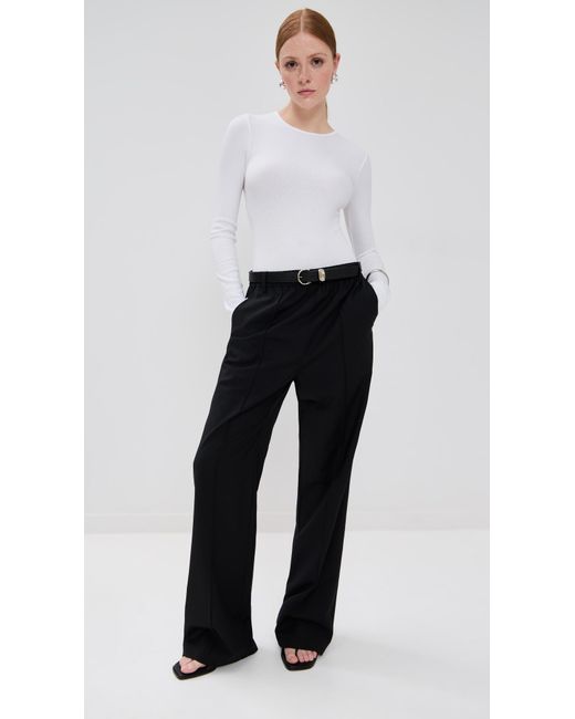 Tibi White Circular Ribbed Crew Neck Pullover T-Shirt
