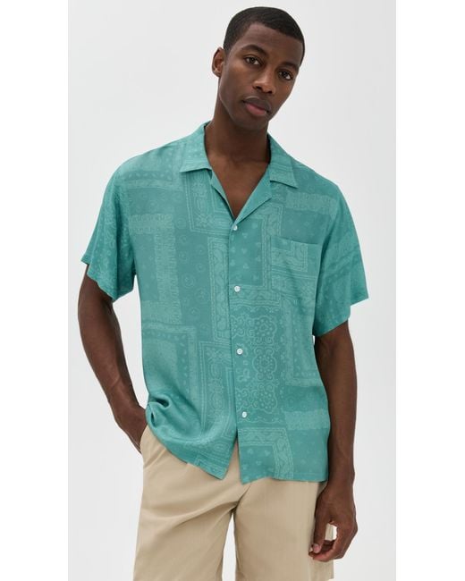 Bather Green Tonal Bandana Camp Shirt for men