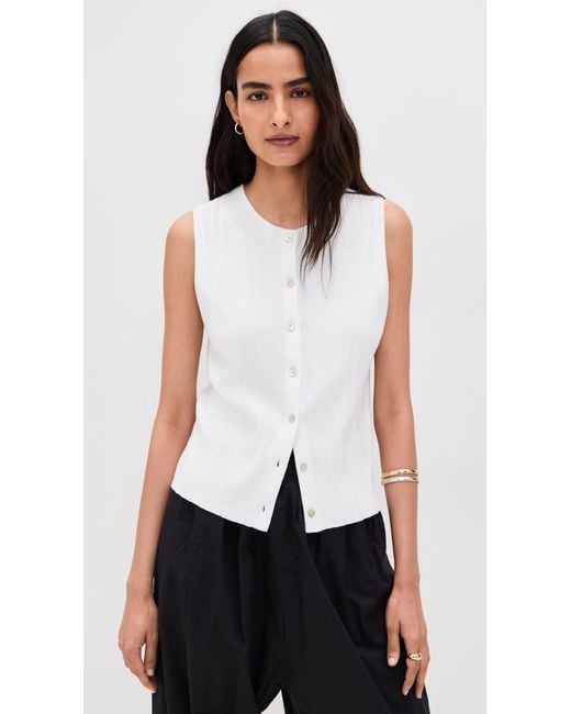 Vince White Button Up Sweater Shell