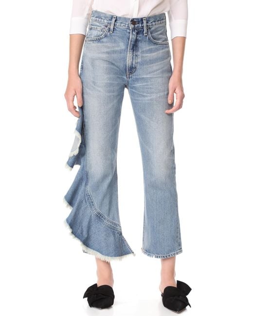 Citizens of Humanity Blue Estella Side Ruffle Jeans