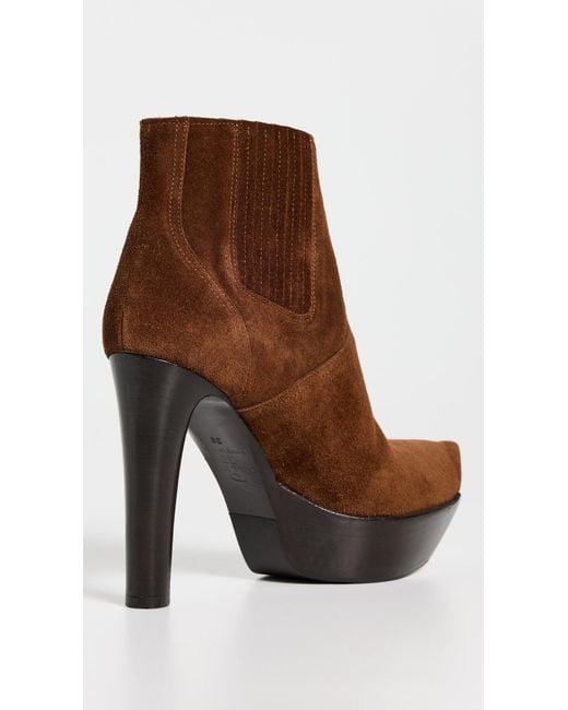 R13 Brown Pointy Toe Platform Heel Boots