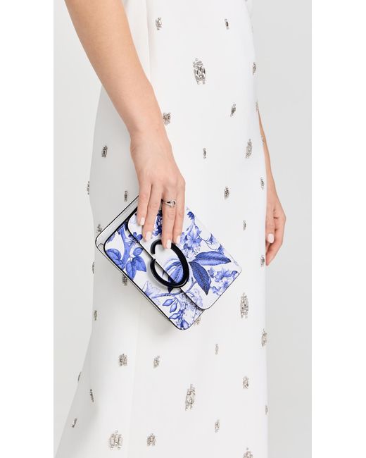 Oscar de la Renta Blue O-pochette Flora & Fauna Toile Print Handbag