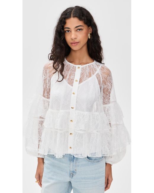 Aje. White Primrose Blouse