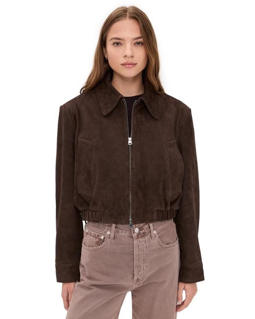 Agolde Brown Nahla Cropped Suede Jacket
