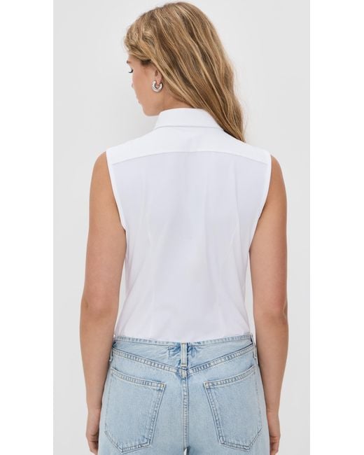 Commando White Classic Sleeveless Button Down Thong Bodysuit