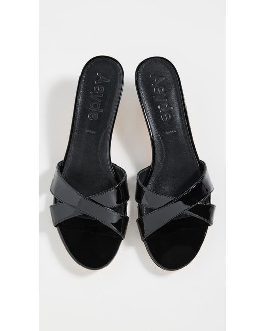 Aeyde Black Stina Patent Calf Leather Sandals