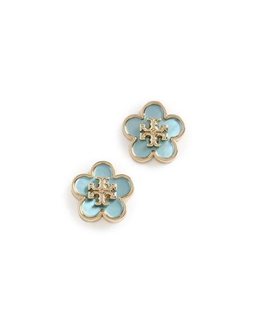 Tory Burch Blue Kira Flower Studs