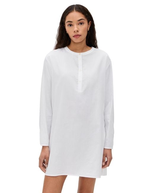 Leset Yoko Long Sleeve Mini Dress in White | Lyst