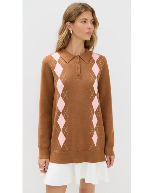 English Factory Argyle Polo Knit Dress in Brown | Lyst English Factory Argyle Polo Knit Dress in Brown | Lyst