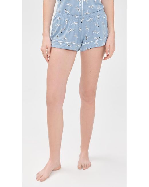 Eberjey Blue Gisele Printed Shortie Pajama Set