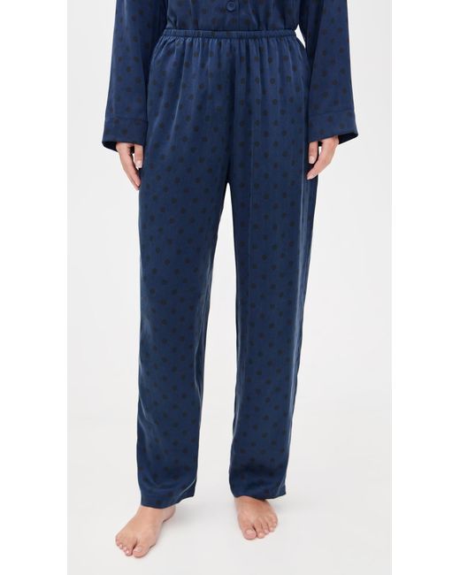 Lunya Blue Washable Silk Long Sleeve Shirt And Pants Set
