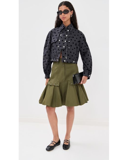 ROKH Green Puff Hem Skirt