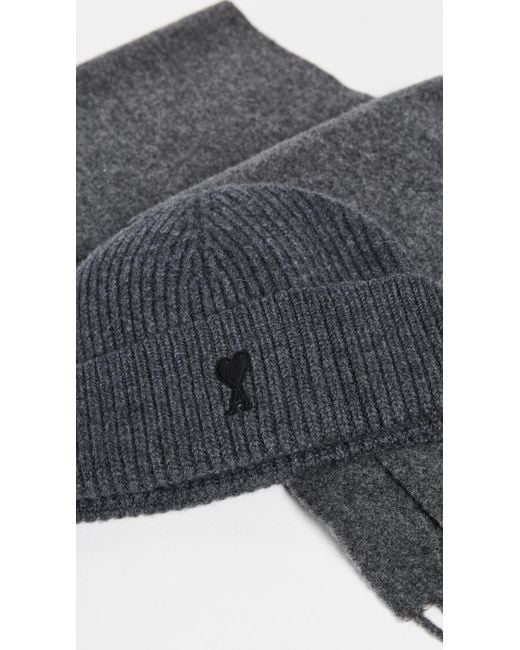 AMI Blue Felted Beanie for men