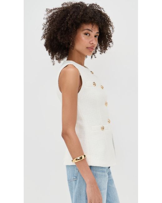 Endless Rose White Tweed Buttoned Long Split Top