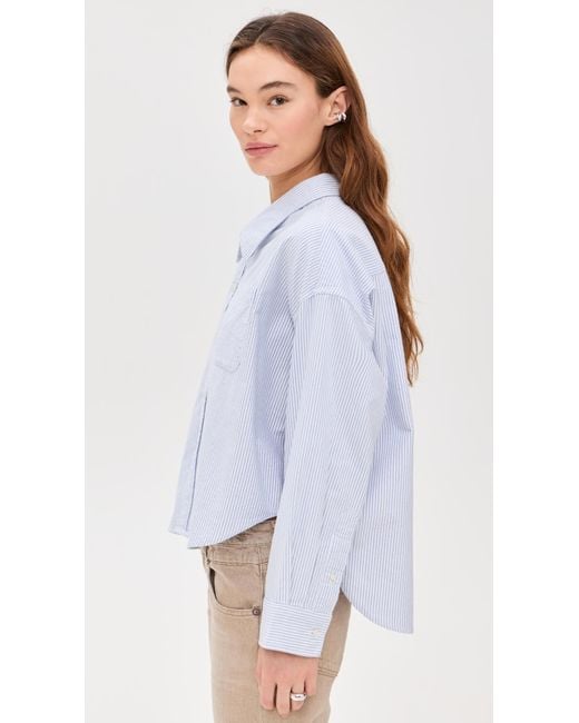 Denimist White Cropped Button Front Shirt