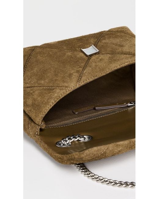 Tory Burch Brown Kira Diamond Quilt Suede Small Convertible Bag