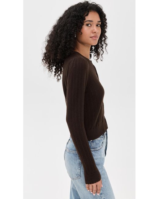 FRAME Black The Ladder Pointelle Cashmere Cardigan