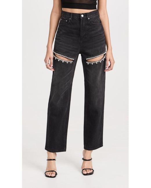 【関税込み】AREA ブラック Crystal Slit ジーンズ Area Crystal Slit Jeans in Black | Lyst