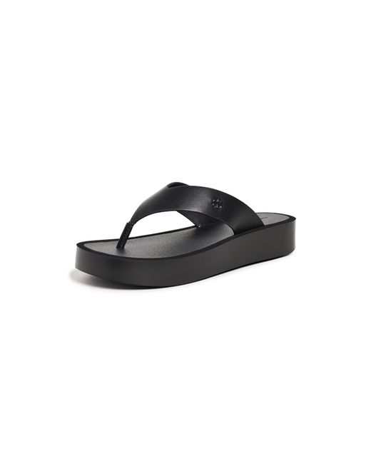 Tory Burch Black Leather Platform Flip Flops