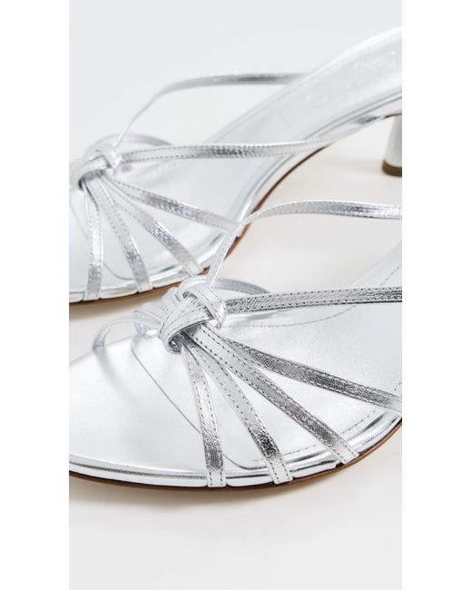 Aeyde White Abby Laminated Nappa Leather Sandals