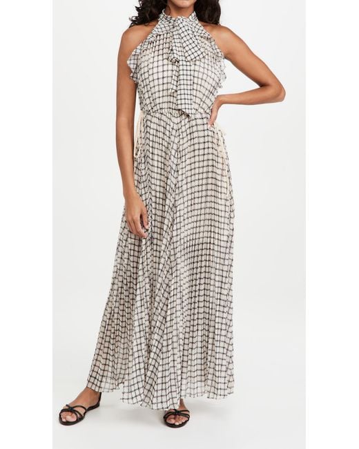 Self-Portrait Monochrome Check Maxi Dress | Lyst