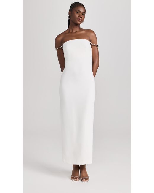 Brandon Maxwell White Off The Shoulder Slip Dress With Silver Hardware