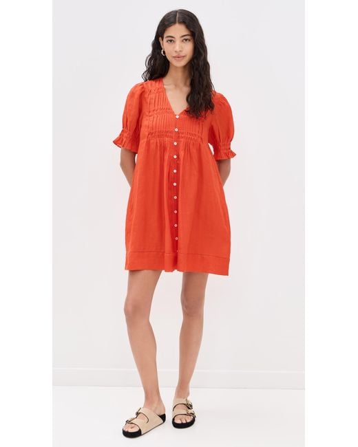 Sea Red Zora Solid Button Down Dress