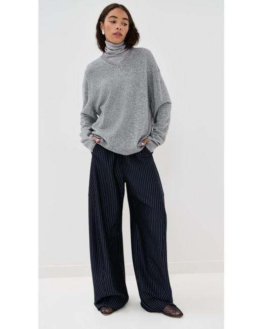 Tibi Gray Washable Cashmere Easy V Neck Sweater