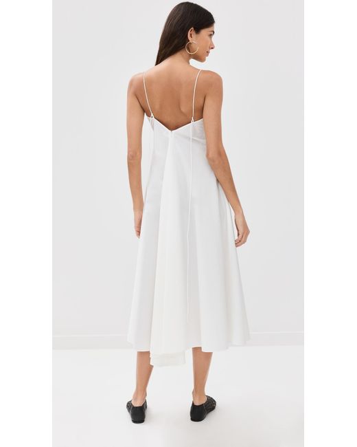 Rohe White Cotton Strap Dress With Wide Hem