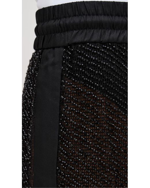 St. Agni Black Glass Beaded Mesh Skirt