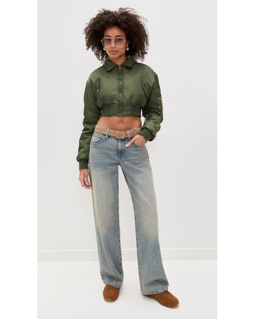 Lioness Green Essential Cropped Bomber