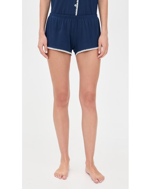 Eberjey Blue The Frida Whip Stitch Short Pajama Set