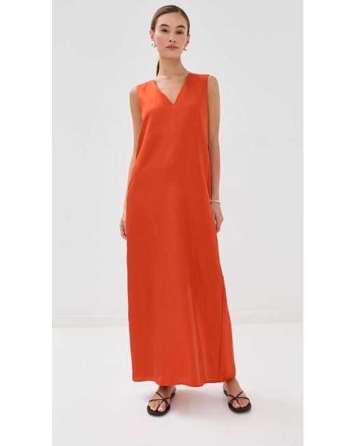 rohe orange dress Rohe V Neck Silk Dress in Orange