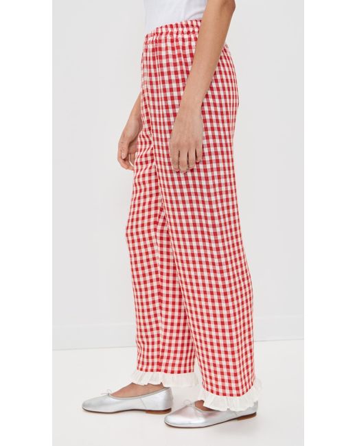 Sleeper Red Puff Linen Lounge Pants