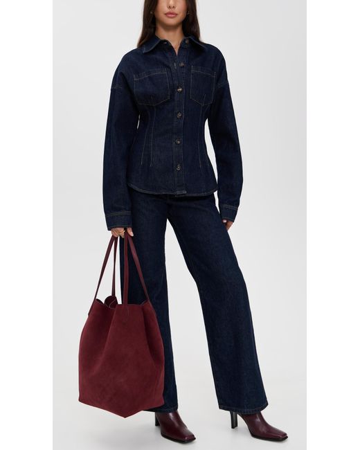 Madewell Red Oversized Soft Grain Shopper Tote