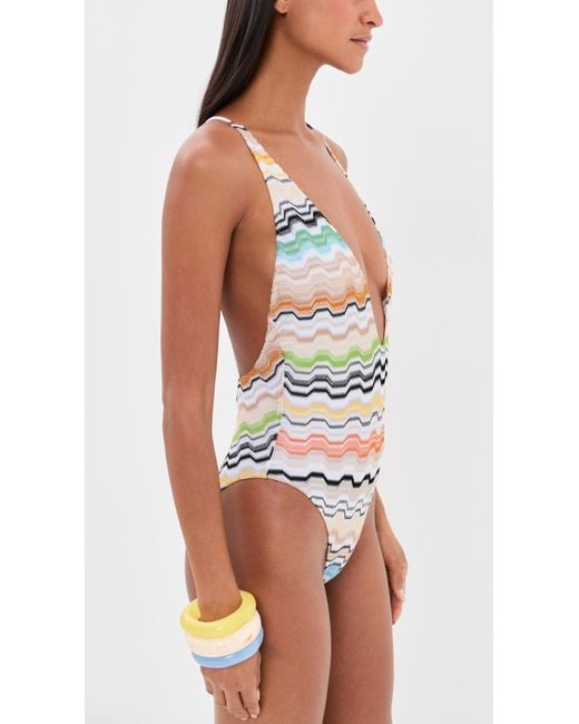 Missoni White Chevron Pattern One Piece