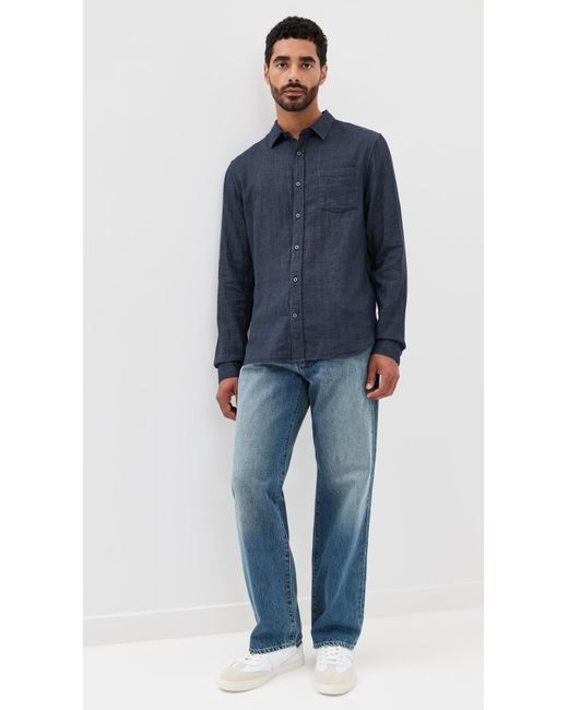 Vince Blue Double Face Long Sleeve Shirt for men