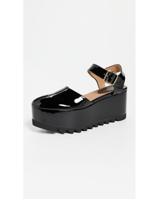 Stella McCartney Black Elyse Patent Alter Mat Platform Sandals