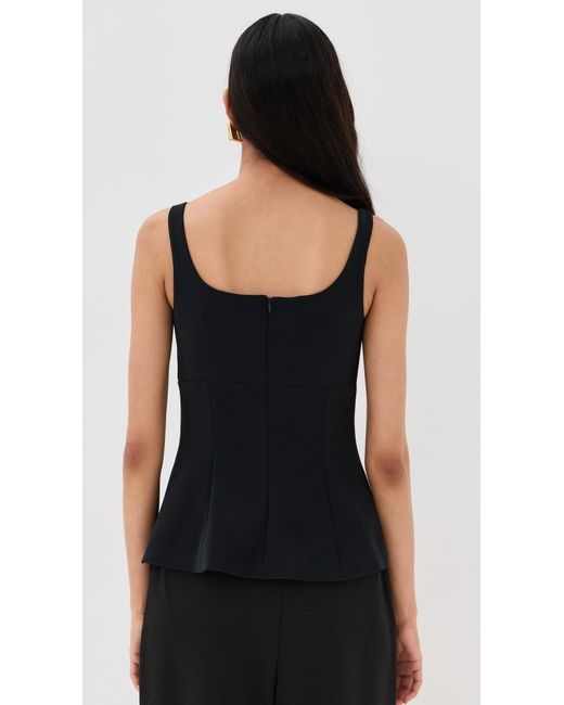 Rosetta Getty Black Square Neck Button Front Top