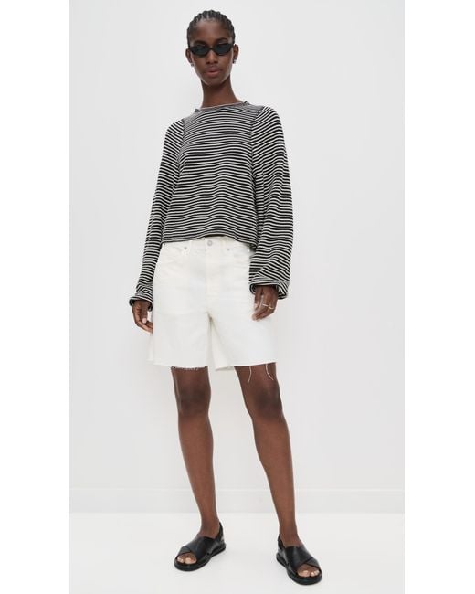 Madewell Black Striped Curved Long-Sleeve Tee