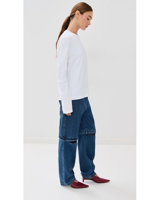 Tibi White Perfect T-Shirt With Gusset Elbow Sleeve