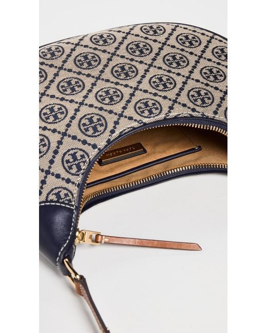 Tory Burch Gray T Monogram Crescent Bag