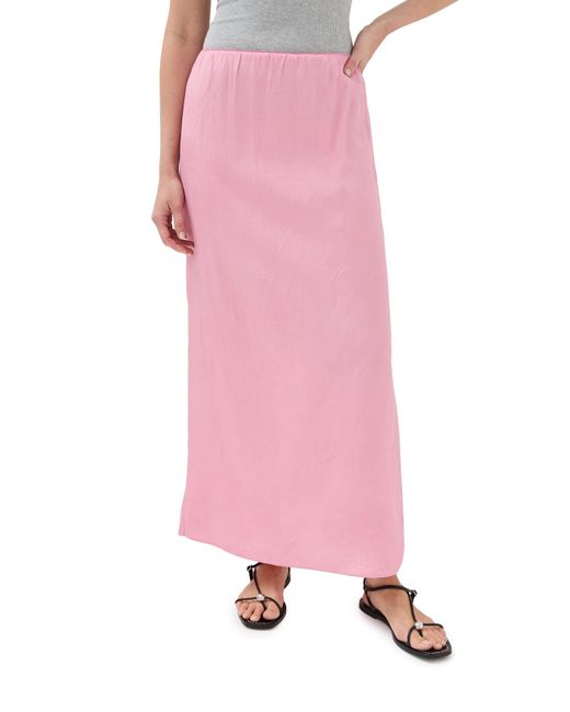 Tibi Pink Summer Acetate Crinkle Maxi Slip Skirt