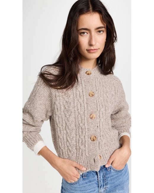 Faherty Frost Cropped Cardigan in Brown | Lyst